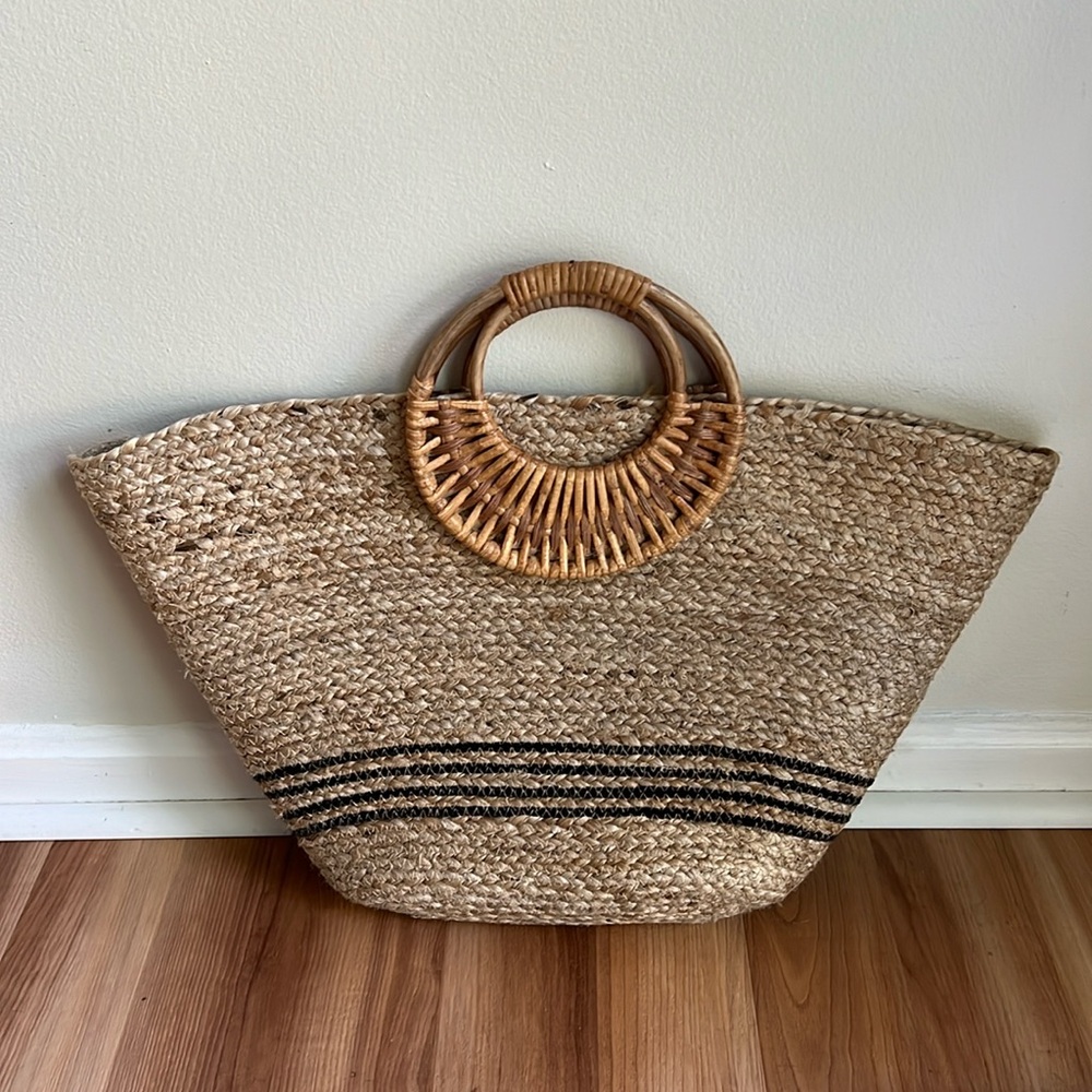 Rattan Wicker Jute Bag Beach Vacation Made in India